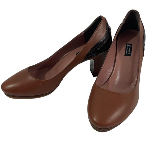 Jacopo Shoes - Vintage Italian Leather Heels Pumps Jacopo Size 36.5/6US Brown Color Block Women
